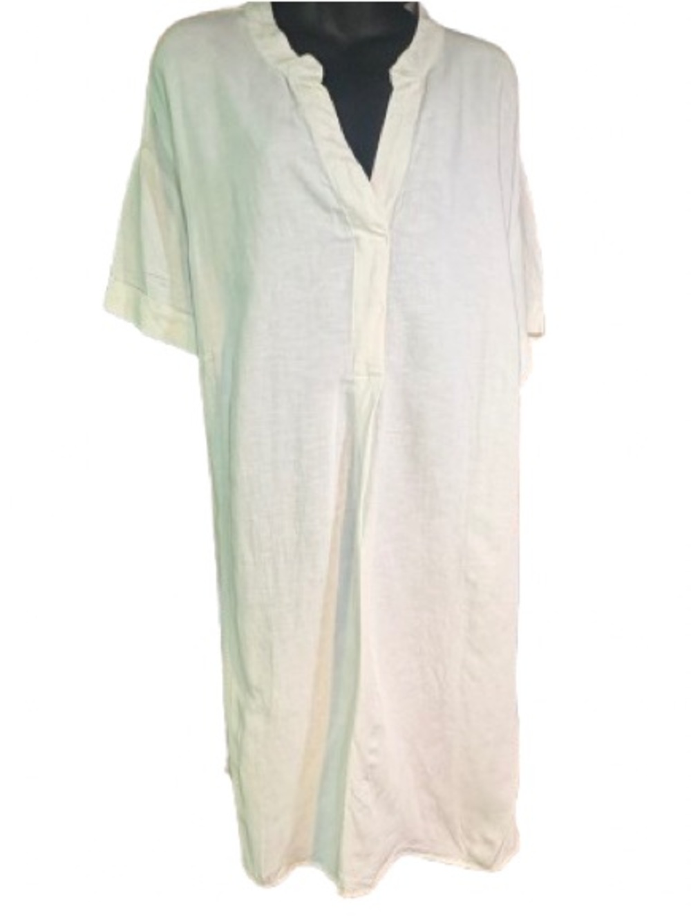white H&M Linen-Blend V-Neck Tunic Dress xl - Picture 2 of 10